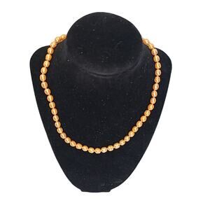 Vintage Golden‎ Baroque Pearl Single Strand Necklace 16"